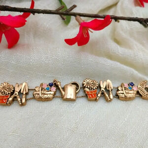 Gold Tone Gardener Charm Bracelet​